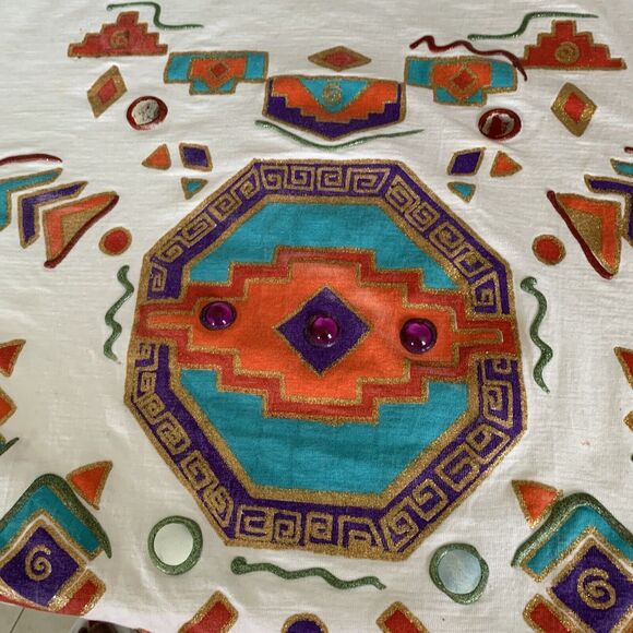 Sweet Blondie T-Shirt Womens One Size Aztec Graphics/ Gold Thread Embroidery Vac - Picture 2 of 12